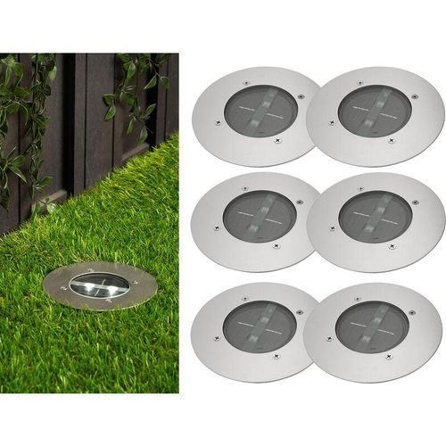 4260380825297 - Ranex - Solar led Bodeneinbaustrahler 6er set für Außen Edelstahl rund Ø14cm IP67