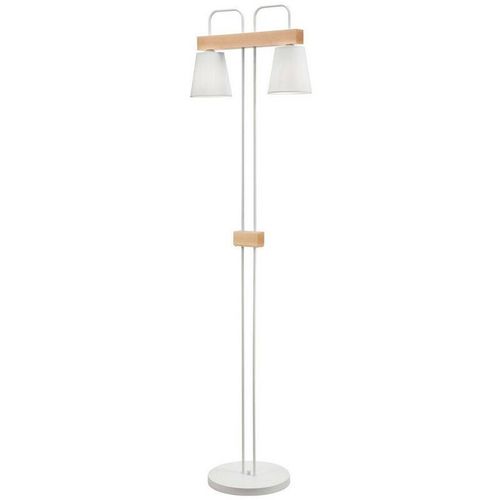 5907687433822 - Lamkur Lighting - Lamkur Enrico Mehrarmige Stehlampe mit Stoffschirm weiß 2x E27