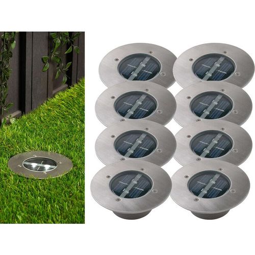 4260380825303 - Ranex - Solar led Bodeneinbaustrahler 8er set für Außen Edelstahl rund Ø14cm IP67