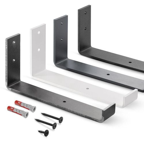 4064755127524 - Metall Regalträger Regalhalter für Wandregal Wandhalterung schwarz 250mm 4 Stück HLR-J-250-9005