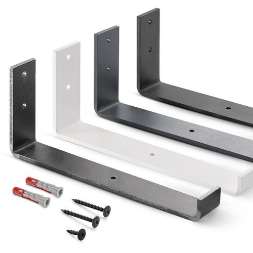 4064755127760 - Metall Regalträger Regalhalter für Wandregal Wandhalterung grau 300mm 4 Stück HLR-J-300-7016 - Holzbrink 4064755127760 - Metall Regalträger Regalhalter für Wandregal Wandhalterung grau 300mm 4 Stück HLR-J-300-7016 - Holzbrink