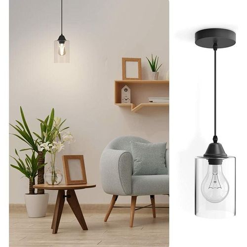 9314077358485 - EMKE Pendelleuchte Kyle 1 flammig Hängeleuchte Glas Kronleuchter Design Pendellampe Modern Innen Dekoration Hängelampe Esstischlampe