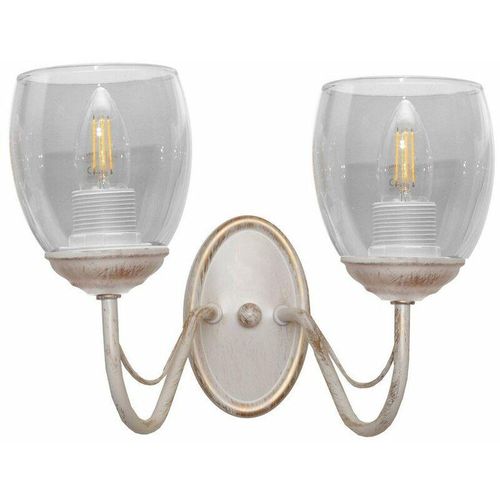 5902349223698 - Helam Lighting - Allena Wandleuchte Weiß Gold Smokey 27cm