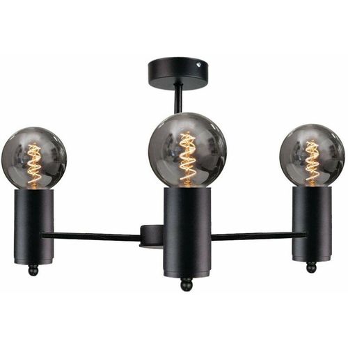 5056013664932 - Keter Lighting - 1707 Arde Multi Arm Semi Flush Deckenleuchte Schwarz 60cm 3x E27