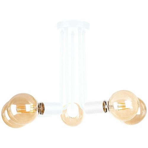 5056013669166 - Keter Lighting - 1179 Venna Multi Arm Semi Flush Deckenleuchte Weiß 30cm 5x E27