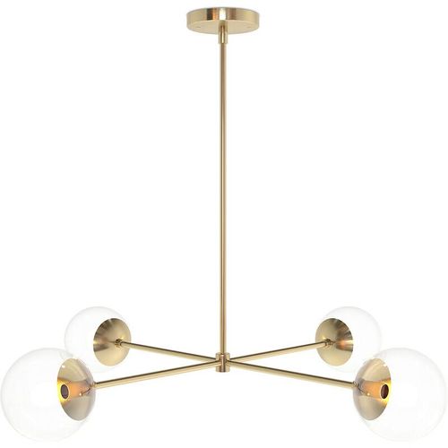 5056667069503 - Privatefloor - Deckenlampe in Gold - Design-Pendelleuchte - 4 Arme - Luba Gold - Glas Messing - Gold