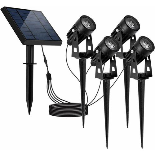 3666162004552 - lumisky 4er-Set LED-Solar-Gartenstecker Roundy in Schwarz - (H)27 cm