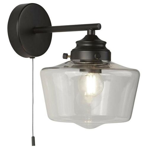 5053423138145 - Searchlight Lighting - Searchlight School House 1 Light Wandleuchte Schwarz Opalglas IP44