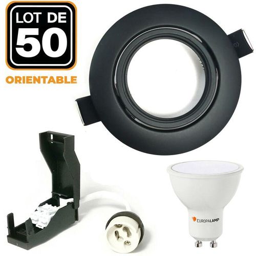 9507799993656 - Europalamp - 50 Schwenkbare Einbaustrahler Mattschwarz GU10 led 5W eqv 40W Neutralweiß 4500K