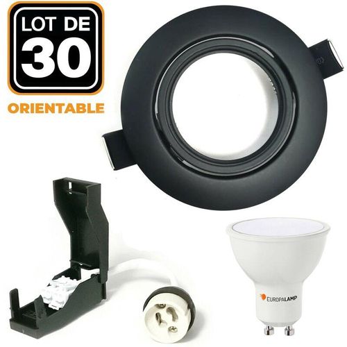 9507286654534 - Europalamp - 30 Schwenkbare Einbaustrahler Mattschwarz GU10 led 7W eqv 56W Neutralweiß 4500K