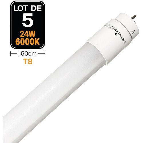 7061115967278 - Europalamp - 5 Tubes Neon led 25W 150cm T8 Blanc Froid 6000k Gamme Pro