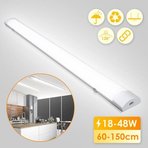 0726504528337 - 48W Led Feuchtraumleuchte 150CM Verknüpfbar Werkstattlampe Wannenleuchte Neutralweiß led Röhre IP65 Wasserdicht Deckenleuchte für Feuchtraum