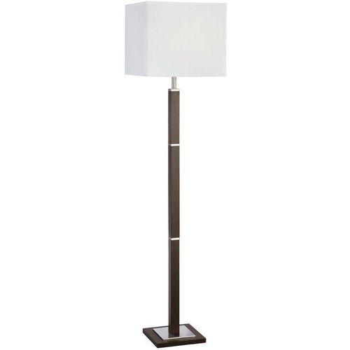 5013874395108 - Searchlight Lighting - Searchlight Waverley - 1 Licht Rechteck Stehlampe Satin Silber Braun Holz E27