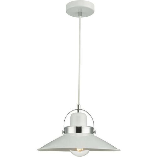 5035128603586 - Dar Lighting - dar liden - Dome Pendelleuchte Weiß und Chrom poliert 1x E27