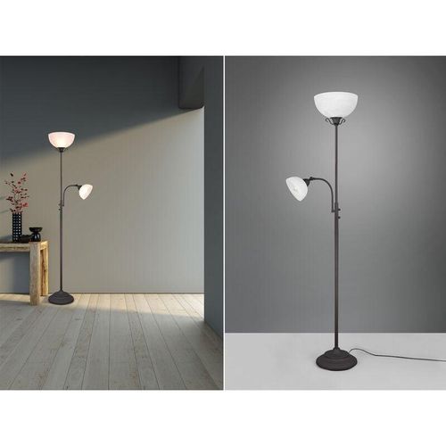 4260647056723 - Meinewunschleuchte - led Deckenfluter mit Lesearm Metall Rost Glas Alabaster 184cm hoch