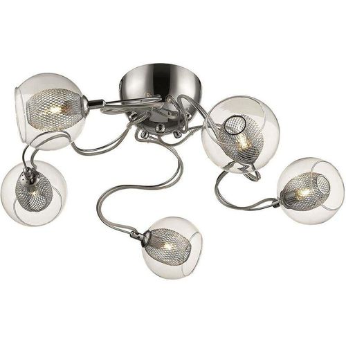 5056013614548 - Spring Lighting - 5 Light Flush Multi Arm Mesh Deckenleuchte Chrom Klar G9