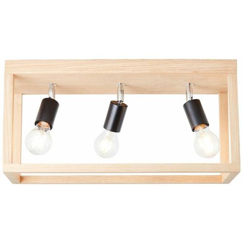 4004353393631 - Lampe Nerea Deckenleuchte 3flg eiche geölt Holz Metall 3x A60 E27 15WNormallampen (nicht enthalten) - braun - Brilliant