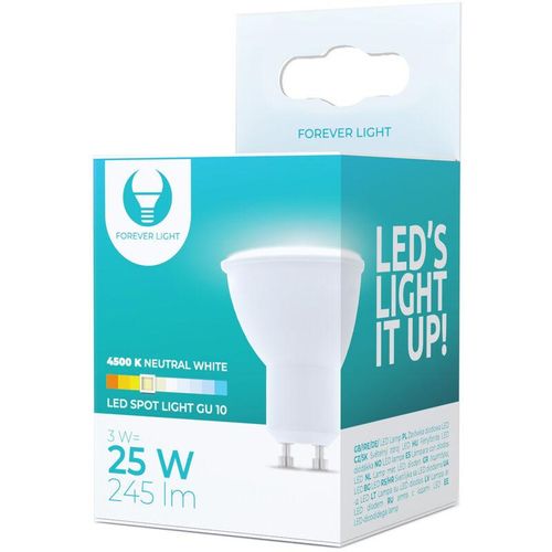 4251810807327 - Forever - 10 Stück] Light GU10 led Lampe Spot 3W (ersetzt 25) 4500K Neutralweiß led Leuchtmittel 250 Lumen