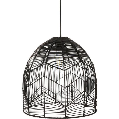 5056667060036 - Privatefloor - Schwarze Rattan-Deckenlampe - Boho-Bali-Design-Pendelleuchte - Le Schwarz - Rattan - Schwarz