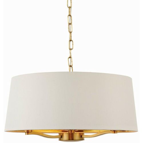 5016087894727 - Lighting - 3 Licht Deckenanhänger Satin gebürstet Gold Vintage White Silk Effekt E14 - Endon