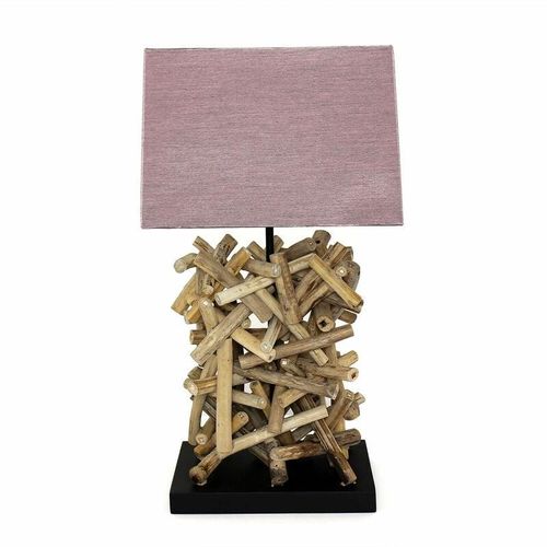 4251756318253 - Licht-erlebnisse - Nachttischleuchte E27 55 cm Grau Natur Stoff Holz Modern Tischlampe - Holz (Natur) Grau