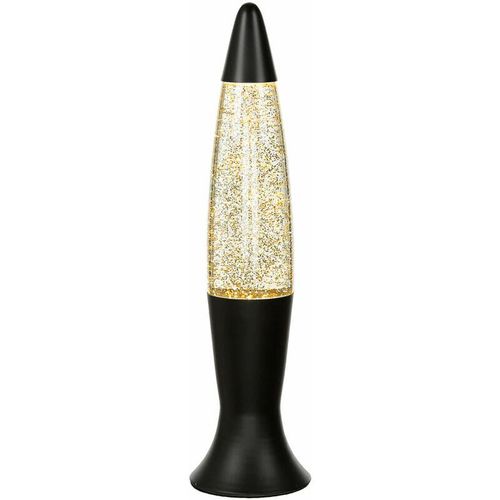 4251756397296 - Licht-erlebnisse - Lavalampe Schwarz Glitter 40 cm inkl Leuchtmittel Retro Tischleuchte roxy - Schwarz matt Gold Glitter