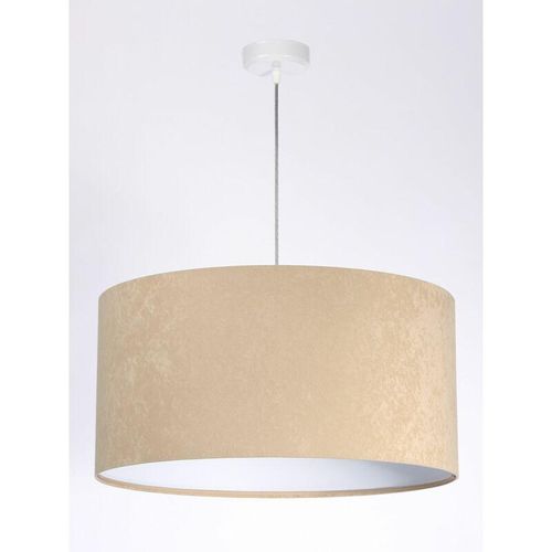 4251756301279 - Licht-erlebnisse - Pendelleuchte E27 ø 50 cm Creme Weiß Stoff Retro Hängeleuchte Esszimmer - Weiß Beige