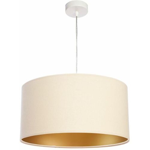 4251334898344 - Licht-erlebnisse - Pendelleuchte Stoff Schirm Velours Optik Ø40cm in Creme Gold Esszimmer Wohnzimmer Hängelmape - Weiß Creme Gold