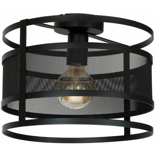 4251756396275 - Licht-erlebnisse - Deckenlampe rund ø 30 cm E27 Schwarz Metall Deckenleuchte - Schwarz