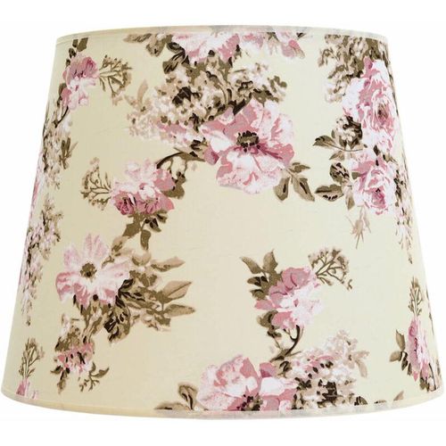 4251334831914 - Licht-erlebnisse - Stoff Lampenschirm Stehlampe Weiß Rosa Konisch Blumen - Ecru Rosa