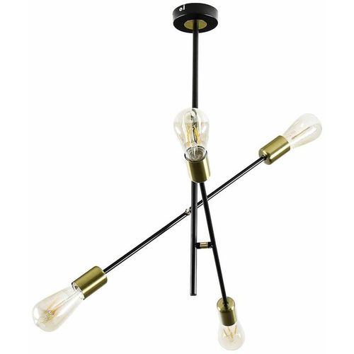 4251756332525 - Licht-erlebnisse - Deckenleuchte Schwarz für E27 Metall Retro Deckenlampe - Schwarz Gold