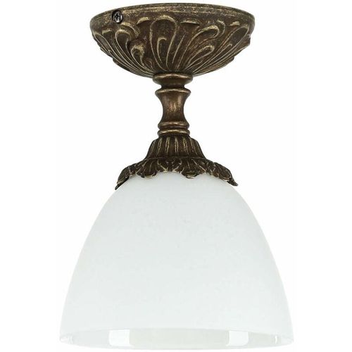 4251334660118 - Licht-erlebnisse - Jugendstil Deckenlampe Messing Glas Handarbeit - Bronze Antik matt Weiß