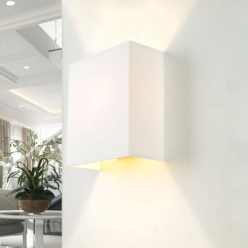 4251756309473 - Licht-erlebnisse - Stoff Wandlampe Weiß eckig Loft Modern E27 alice - Weiß