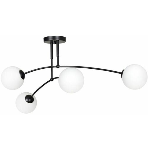 4251756393557 - Licht-erlebnisse - Deckenleuchte E14 Weiß Schwarz Glas Metall Deckenlampe - Schwarz Weiß
