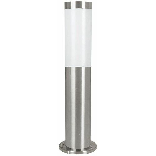 4251334730231 - Licht-erlebnisse - Pollerleuchte IP44 E27 45 cm Weiß Silber Edelstahl Modern Stehlampe außen Haus - Silber Weiß (Bilder zeigen Tag & Nachtaufnahmen)