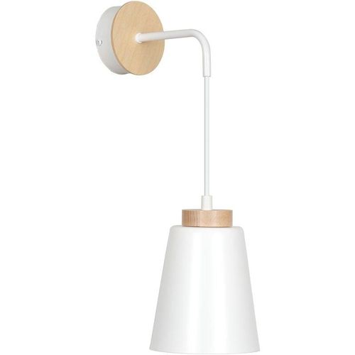 4251334855057 - Licht-erlebnisse - Wandlampe E27 Weiß Metall Holz klein Holz Skandinavisch innen Wandleuchte 4251334855057 - Licht-erlebnisse - Wandlampe E27 Weiß Metall Holz klein Holz Skandinavisch innen Wandleuchte
