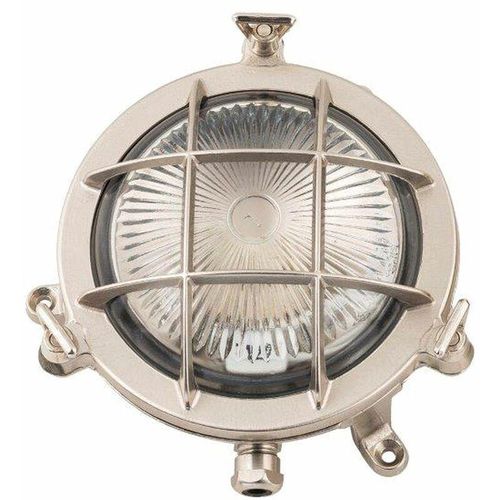 4251334846406 - Licht-erlebnisse - Außenlampe Messing Maritim Bullauge IP44 in Nickel 14 cm breit klein - Nickel matt Klar Transparent