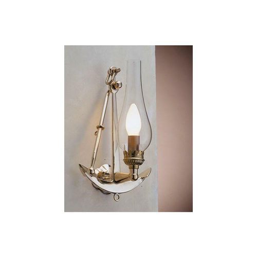 4251334838210 - Licht-erlebnisse - Wandlampe Messing E14 Glas Messing massiv Maritim Wandleuchte - Messing poliert Transparent