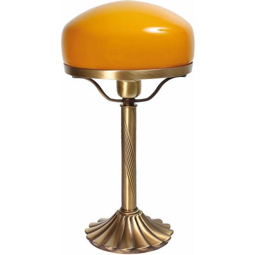 4251334785958 - Licht-erlebnisse - Echte Messing Tischleuchte Orange Glas Schirm Pilzlampe - Bronze hell glänzend Orange