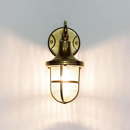 4251334678113 - Licht-erlebnisse - Messinglampe Wandleuchte santorin für Außen Haus Hof - Messing