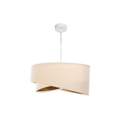 4251756301460 - Licht-erlebnisse - Hängeleuchte ø 50 cm E27 Creme Gold Stoff Metall Modern Hängelampe - Weiß Creme Gold