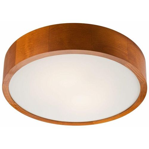 4251334890065 - Licht-erlebnisse - Runde Deckenlampe Holz Glas Ø37cm blendarm wohnlich Wohnzimmer - Holz rustikal