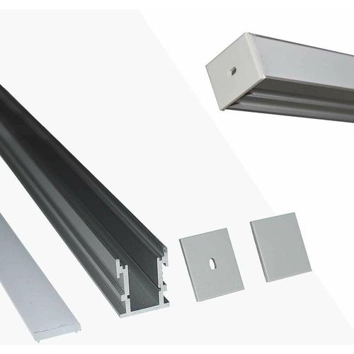 8435427135202 - Barcelona Led - Aluminiumprofil für LED-Einbaustreifen mit Diffusor - 2 Abdeckungen - 21x26mm - IP54 - 2 Meter