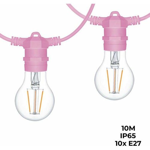 8435427108718 - Barcelona Led - Girlande von 10 Metern schwarzer Farbe für 10 Glühbirnen Farbe Rosa - Rosa