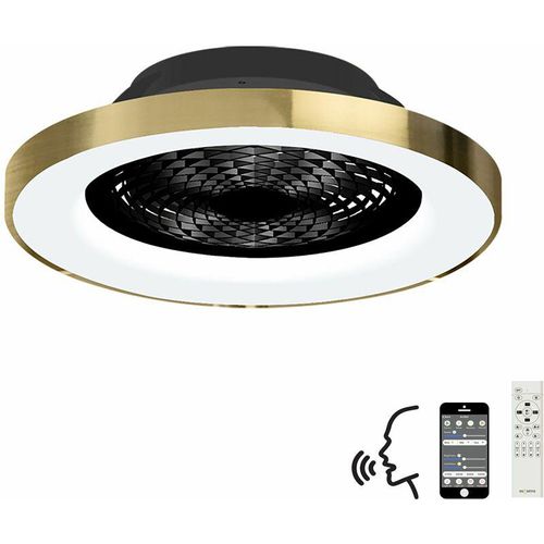 8435153271243 - Inspired Lighting - Mantra Tibet Dimmbare LED-Deckenleuchte & 35-W-DC-Lüfter Fernbedienung app & Alexa Google-Sprachsteuerung Gold Schwarz