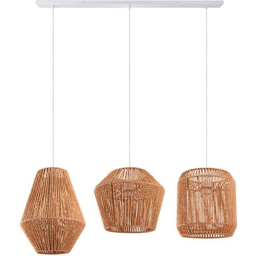 4061981192708 - Pacohome - Paco Home Pendelleuchte Esstisch Korb Boho Hängelampe Esszimmer Lampe E27 Rattan Pendelleuchte - Weiß Natur (Ø28 + Ø30 + Ø33cm)