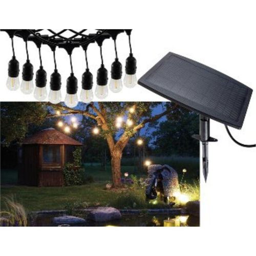 4250416338921 - Solar Lichterkette Außen - Solarleuchten Wetterfest 6m lang 10 led Lampen IP44 Aussenbeleuchtung Outdoor - Solarpanel mit Akku - AussenLichterkette