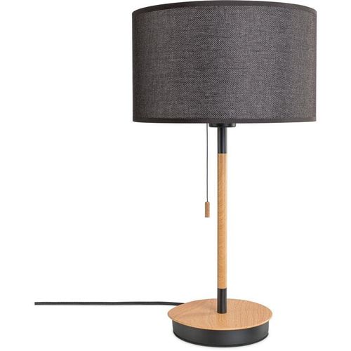 4061981217104 - Stehleuchte Wohnzimmer Stoffschirm Tischlampe Textil Schirm E27 Nachtlicht Schwarz (Ø28cm) Tischleuchte - Schwarz - Paco Home