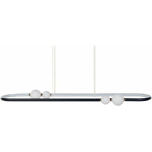 4255664810793 - Beliani - Hängelampe Schwarz aus Aluminium und Eisen Integrierte LED-Leuchten Ovalform Hängeleuchte Modern glamourös Beleuchtung - Schwarz