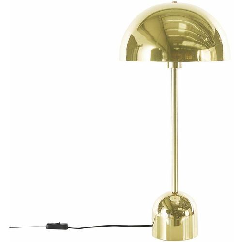 4251682283038 - Beliani - Tischlampe Gold Metall 64 cm Langes Kabel mit Schalter Runder Lampenschirm Industrie Design - Schwarz